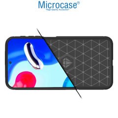 Microcase Xiaomi Redmi Note 11S - Redmi Note 11 Brushed Carbon Fiber Silikon Kılıf - Siyah AL3332