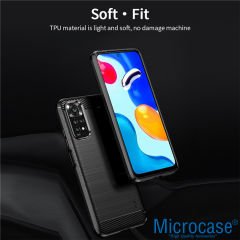 Microcase Xiaomi Redmi Note 11S - Redmi Note 11 Brushed Carbon Fiber Silikon Kılıf - Siyah AL3332