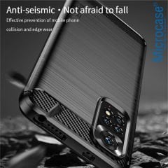 Microcase Xiaomi Redmi Note 11S - Redmi Note 11 Brushed Carbon Fiber Silikon Kılıf - Siyah AL3332