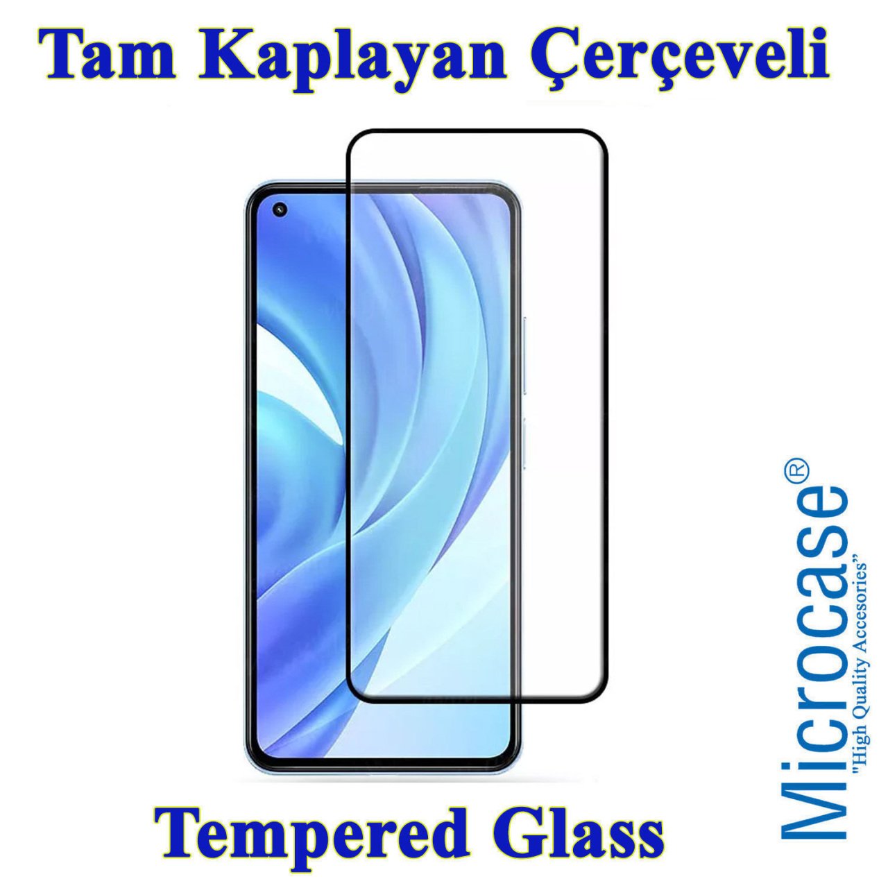 Microcase Xiaomi 11 Lite 5G NE Tam Kaplayan Çerçeveli Tempered Ekran Koruyucu - Siyah