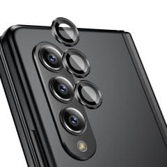 Microcase Samsung Galaxy Z Fold4 Kamera Camı Lens Koruyucu Halka Set - Siyah AL3128