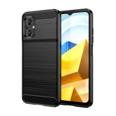 Microcase Xiaomi Poco M5 Brushed Carbon Fiber Silikon Kılıf - Siyah AL3332