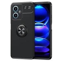 Microcase Xiaomi Redmi Note 12R Pro 6.67 inch Focus Serisi Yüzük Standlı Silikon Kılıf - Siyah AL3363