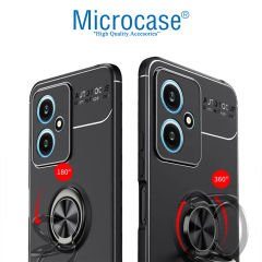 Microcase Xiaomi Redmi Note 12R Pro 6.67 inch Focus Serisi Yüzük Standlı Silikon Kılıf - Siyah AL3363