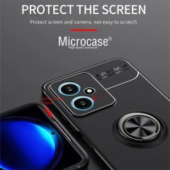 Microcase Xiaomi Redmi Note 12R Pro 6.67 inch Focus Serisi Yüzük Standlı Silikon Kılıf - Siyah AL3363