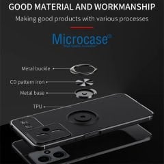 Microcase Xiaomi Redmi Note 12R Pro 6.67 inch Focus Serisi Yüzük Standlı Silikon Kılıf - Siyah AL3363