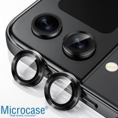 Microcase Samsung Galaxy Z Flip4 Kamera Camı Lens Koruyucu Halka Set - Siyah AL3129