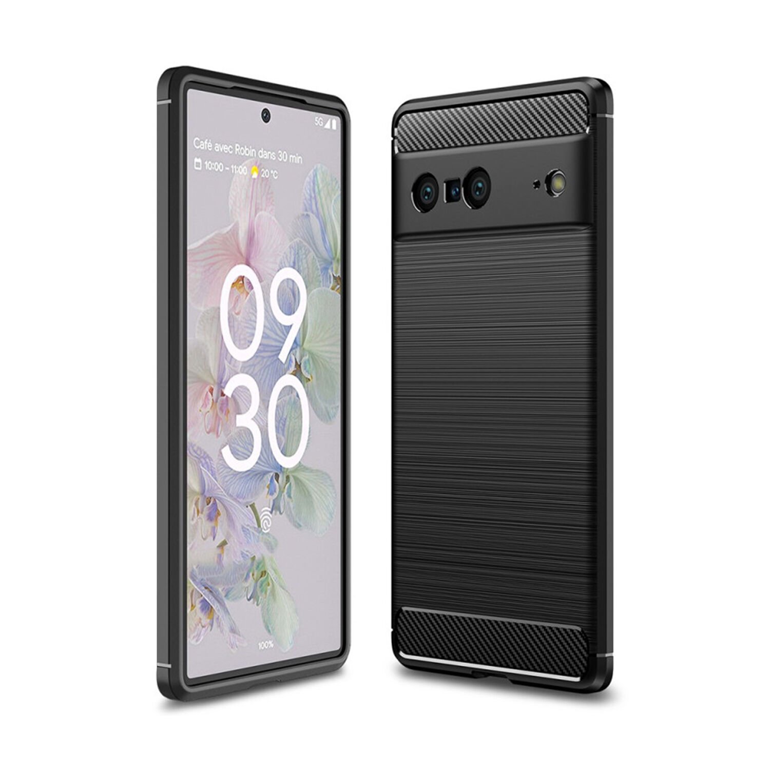 Microcase Google Pixel 7 Brushed Carbon Fiber Silikon Kılıf - Siyah AL3332