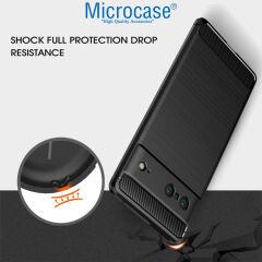 Microcase Google Pixel 7 Brushed Carbon Fiber Silikon Kılıf - Siyah AL3332