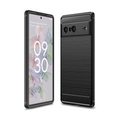 Microcase Google Pixel 7 Brushed Carbon Fiber Silikon Kılıf - Siyah AL3332