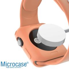 Microcase Apple Watch 7 41 mm Önü Açık Mat Silikon Kılıf - Toz Pembe