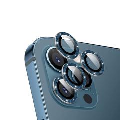 Microcase iPhone 13 Pro Max Elmas Taş Lens Koruma Halkası - Mavi AL2776