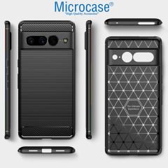 Microcase Google Pixel 7 Pro Brushed Carbon Fiber Silikon Kılıf - Siyah AL3332