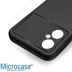 Microcase Xiaomi Poco M4 5G Fabrik Kumaş ve Deri Desen Kılıf - Siyah
