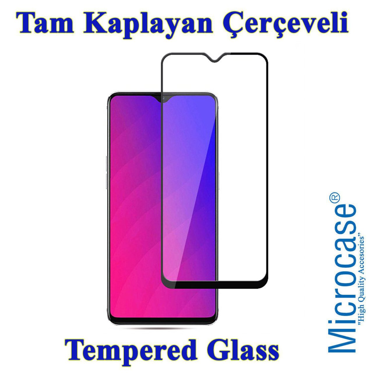 Microcase Oppo RX17 Pro Tam Kaplayan Çerçeveli Tempered Ekran Cam