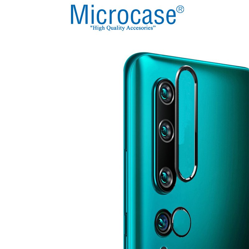 Microcase Xiaomi Mi 10 Kamera Lens Koruma Halkası - Açık Tasarım Siyah