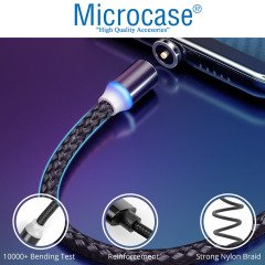 Microcase iPhone Lightning Manyetik Uçlu Mıknatıslı Şarj Kablosu 1 metre - Siyah
