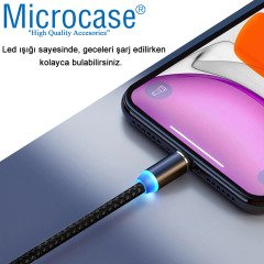 Microcase iPhone Lightning Manyetik Uçlu Mıknatıslı Şarj Kablosu 1 metre - Siyah