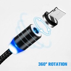 Microcase iPhone Lightning Manyetik Uçlu Mıknatıslı Şarj Kablosu 1 metre - Siyah