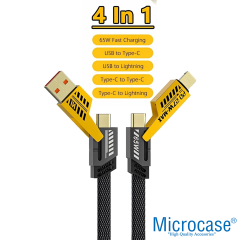 Microcase 65w 4in1 Naylon Örgülü 1 Metre Pd Hızlı Şarj Kablosu Iphone Android Uyumlu Kablo - Al5187