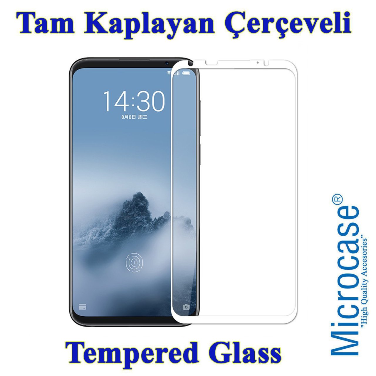 Microcase Meizu 16TH Tam Kaplayan Çerçeveli Tempered Ekran Cam