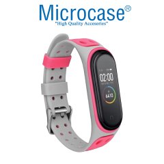 Microcase Xiaomi Mi Band 5 Kayış - Gri - Pembe KY2