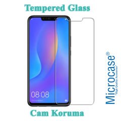 Microcase Huawei Mate 20 Lite Fabrik Serisi Kumaş ve Deri Desen Kılıf - Gri + Tempered Glass Cam Koruma