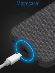 Microcase Huawei Mate 20 Lite Fabrik Serisi Kumaş ve Deri Desen Kılıf - Siyah