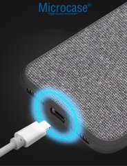Microcase Huawei Mate 20 Lite Fabrik Serisi Kumaş ve Deri Desen Kılıf - Gri