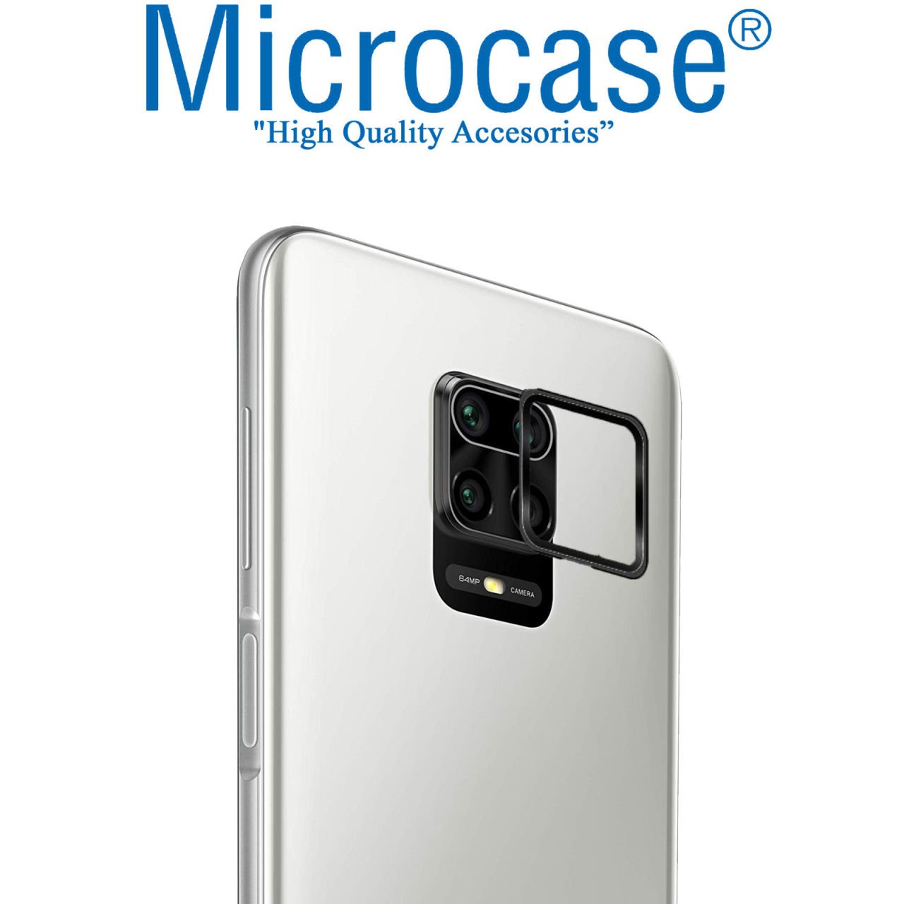 Microcase Xiaomi Redmi Note 9 / Note 9 Pro Kamera Lens Koruma Halkası - Açık Tasarım Siyah