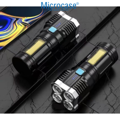 Microcase Şarjlı El Feneri 4 Işık Modlu Pil Göstergeli Su Geçirmez LED Fener - AL5191