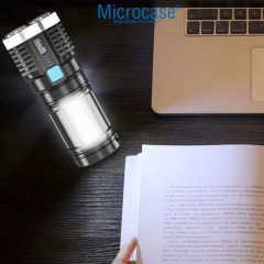 Microcase Şarjlı El Feneri 4 Işık Modlu Pil Göstergeli Su Geçirmez LED Fener - AL5191