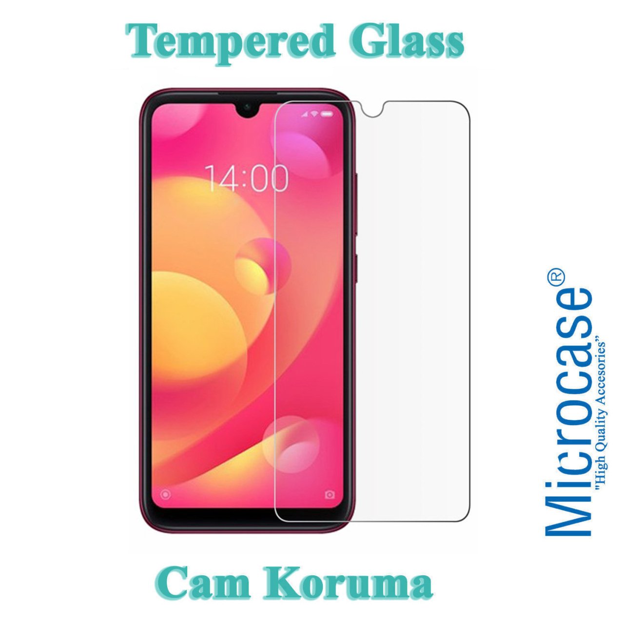 Microcase Xiaomi Mi Play Tempered Glass Cam Ekran Koruma