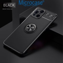 Microcase Oppo Find X3 Pro Focus Serisi Yüzük Standlı Silikon Kılıf - Siyah