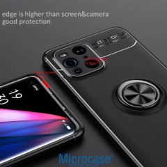 Microcase Oppo Find X3 Pro Focus Serisi Yüzük Standlı Silikon Kılıf - Siyah