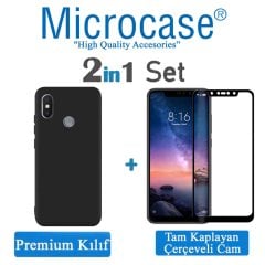 Xiaomi Redmi Note 6 Pro Premium Silikon Kılıf + Tam Kaplayan Cam