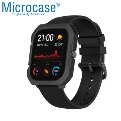 Microcase Xiaomi Amazfit GTS Önü Açık Tasarım Armor Rubber Kılıf - Siyah