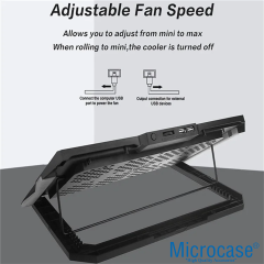Microcase ZR924 Telefon Tutacaklı 6 Kademe Yükseklik Ayarlı Laptop Soğutucu - AL5210