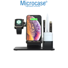 Microcase 3in1 Kalemlik Bölmeli Wireless Kablosuz Şarj Cihazı Standı - AL5319