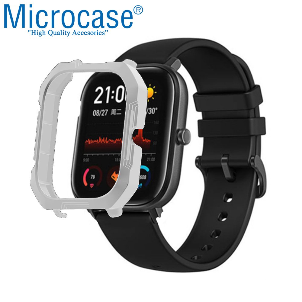 Microcase Xiaomi Amazfit GTS Önü Açık Tasarım Armor Rubber Kılıf - Beyaz