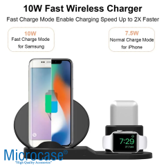 Microcase 3in1 Hızlı Şarj Destekli Wireless Kablosuz Şarj Cihazı Standı - AL5318