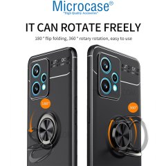 Microcase Realme 9 Pro Focus Serisi Yüzük Standlı Silikon Kılıf - Siyah