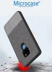 Microcase Huawei Mate 20 Fabrik Serisi Kumaş ve Deri Desen Kılıf - Gri