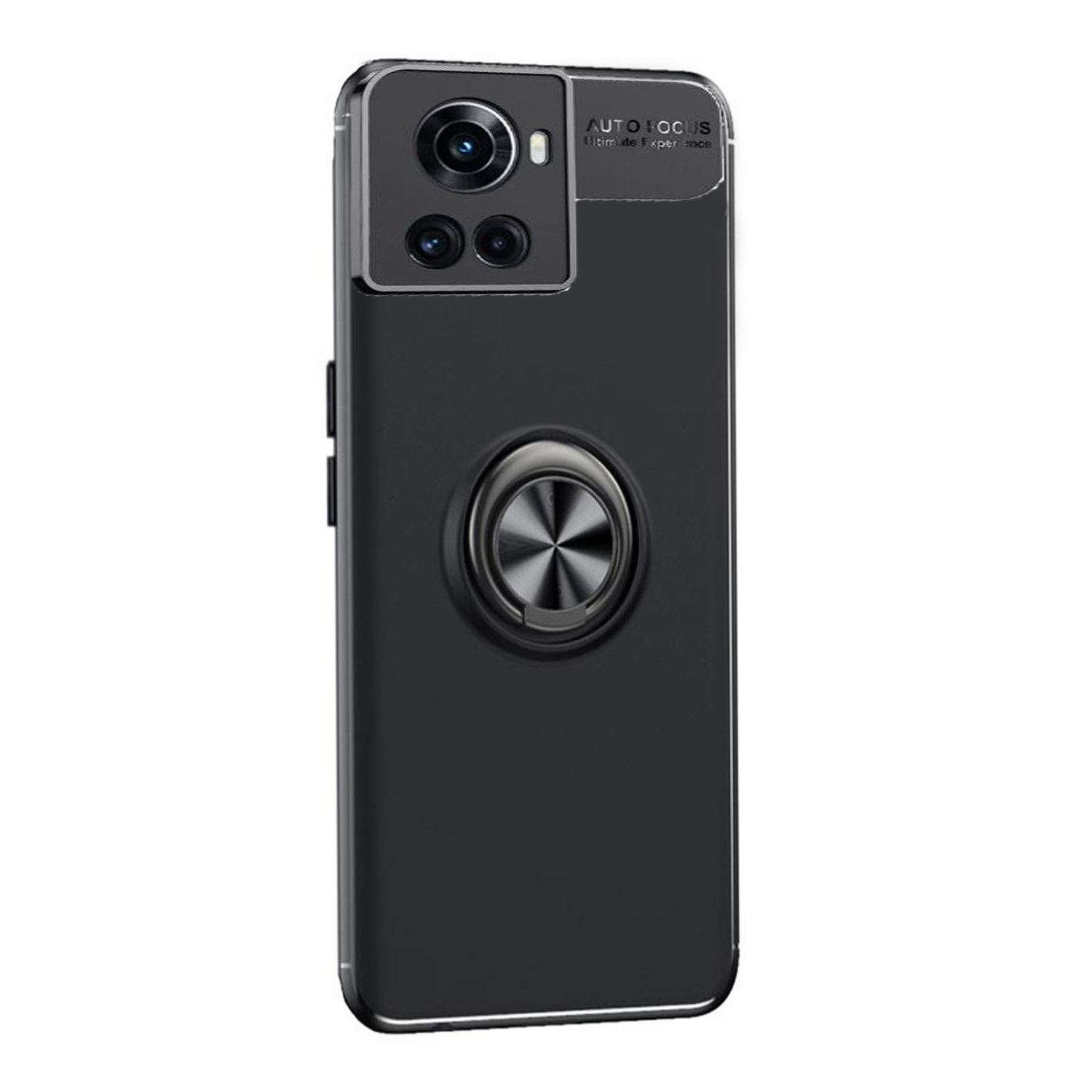 Microcase Oneplus 10R Focus Serisi Yüzük Standlı Silikon Kılıf - Siyah
