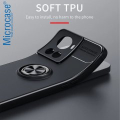 Microcase Oneplus 10R Focus Serisi Yüzük Standlı Silikon Kılıf - Siyah