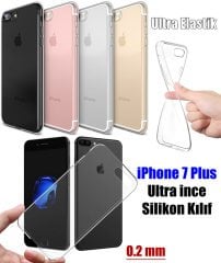 Apple iPhone 7 Plus Ultra Slim 0.2 mm Silikon Kılıf+Tempered Cam