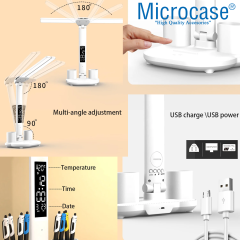 Microcase Dijital Tarih ve Saat Göstergeli Kalemlikli Katlanır Dokunmatik Masa Lambası - AL5321