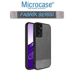 Microcase Samsung Galaxy S21 Ultra Fabrik Serisi Kumaş ve Deri Desen Kılıf (SEÇENEKLİ)