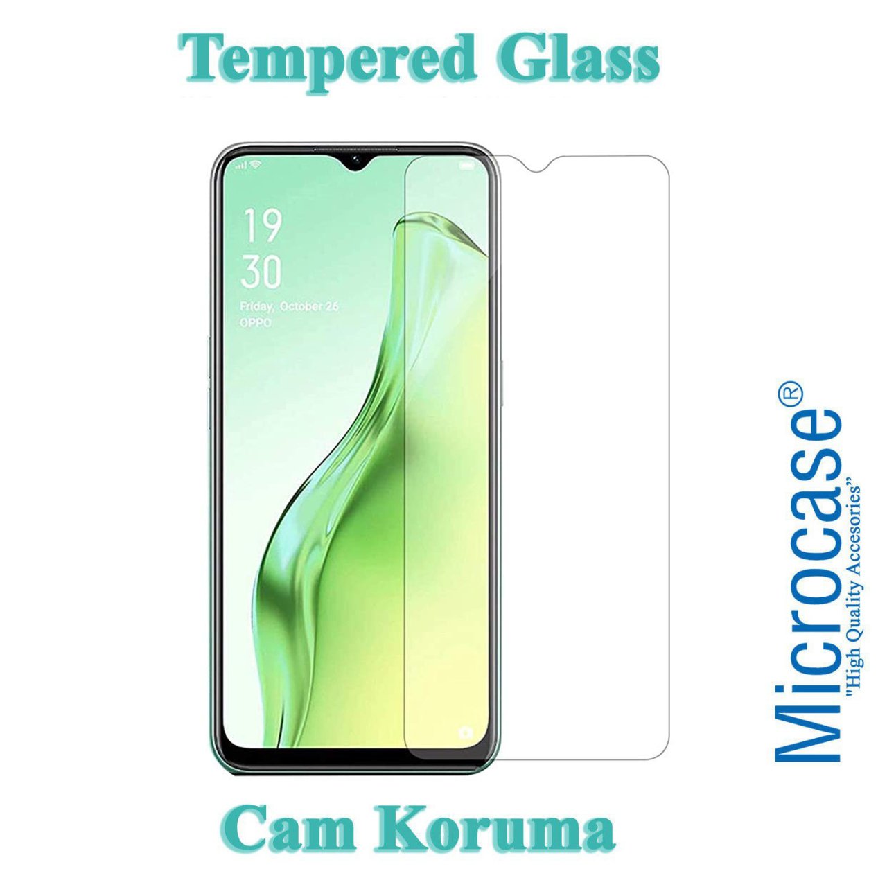 Microcase Oppo A91 Tempered Glass Cam Ekran Koruma