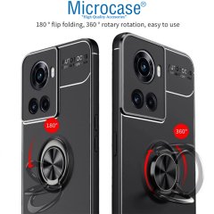 Microcase Oneplus Ace Focus Serisi Yüzük Standlı Silikon Kılıf - Siyah